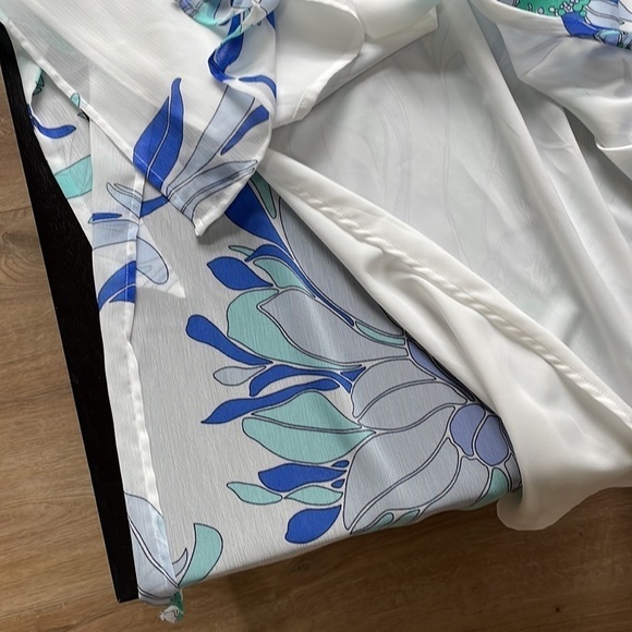 Tori Richard white and blue floral pattern maxi dress SZ 0 - Picture 10 of 12